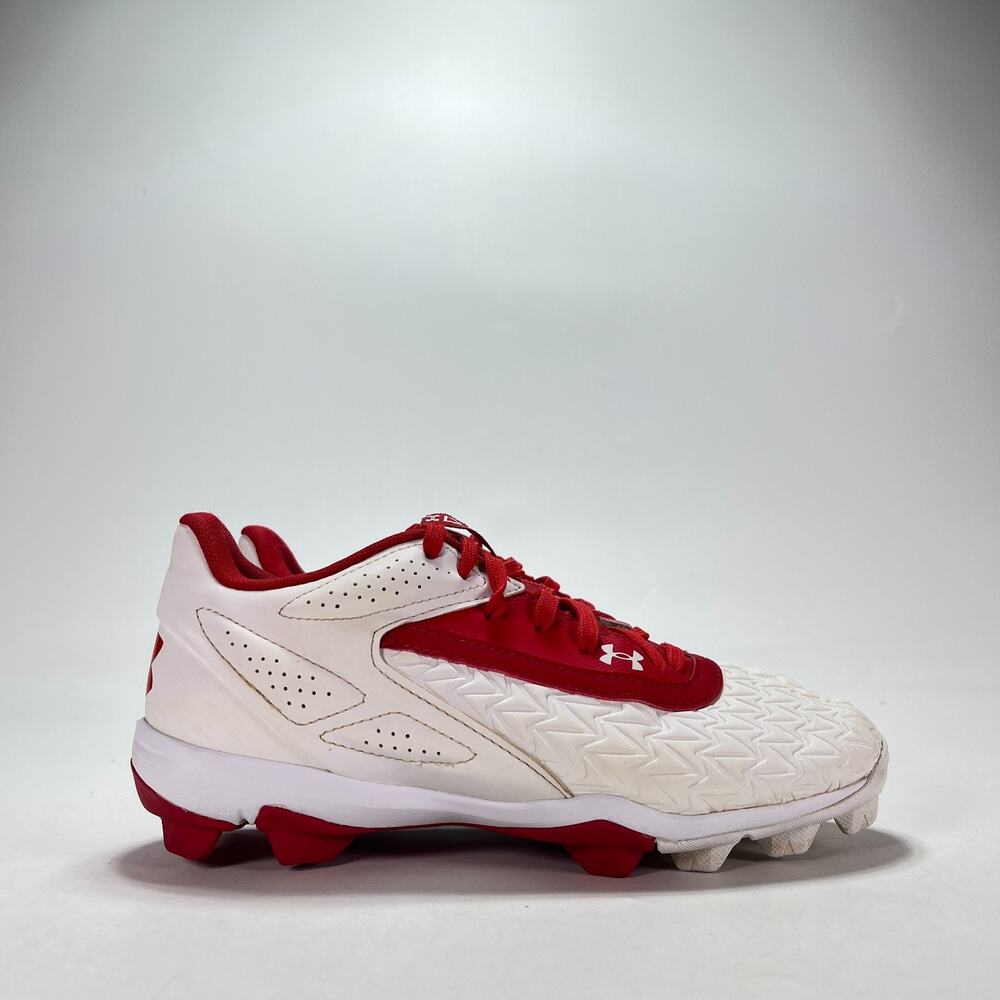 Under Armour Leadoff Low RM 3.0 White Red Baseball Cleat 3027455-600 Youth Sz 6Y